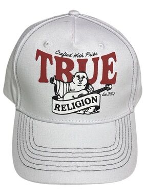 True Religion White Cap with Red TRUE Logo